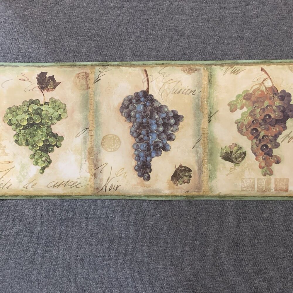 GRAPES & WINE LABELS WALLPAPER BORDER Pre-pasted  10 1/4 in. high x 15 ft. long